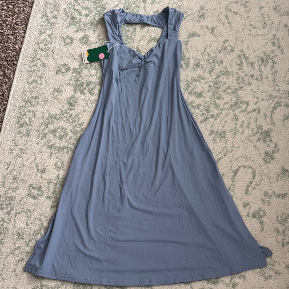 NWT HALARA Light Blue Sleeveless Babydoll Dress
